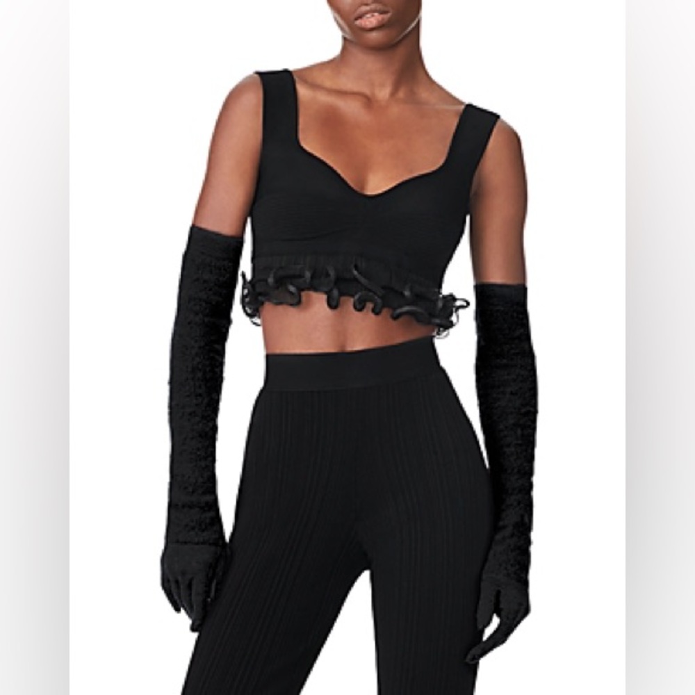 Herve Leger Ruffled Bra Top in Black